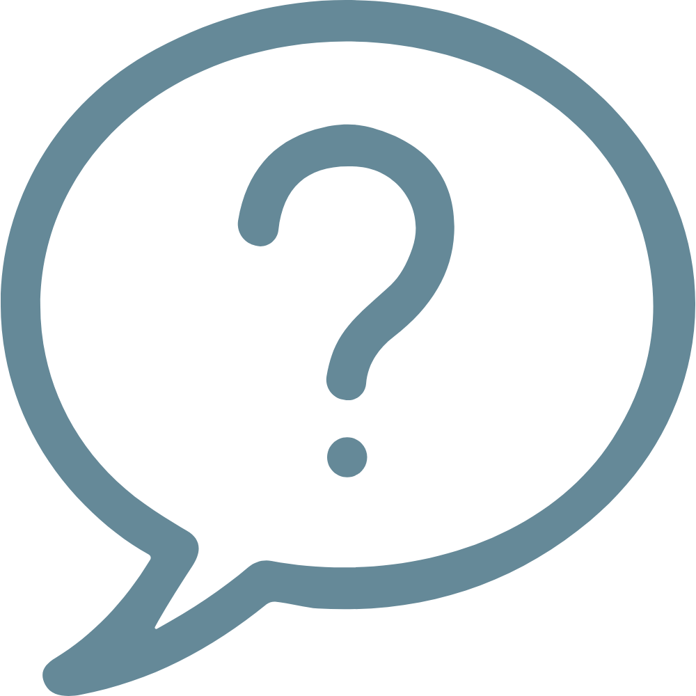 Question mark speech bubble icon representing uncertainty or getting started