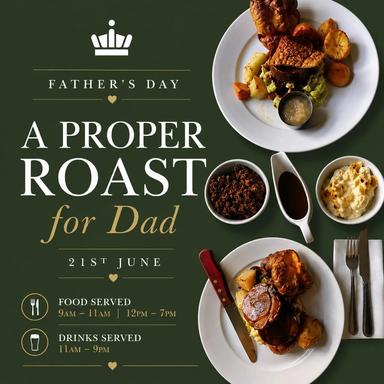 👑 Father&rsquo;s Day at The King&rsquo;s Head 👑

Make this Father&rsquo;s Day one to remember with a proper Sunday roast, a pint of his favourite beer, and quality time spent together.

Whether he&rsquo;s a dad, stepdad, grandad, or simply someone 