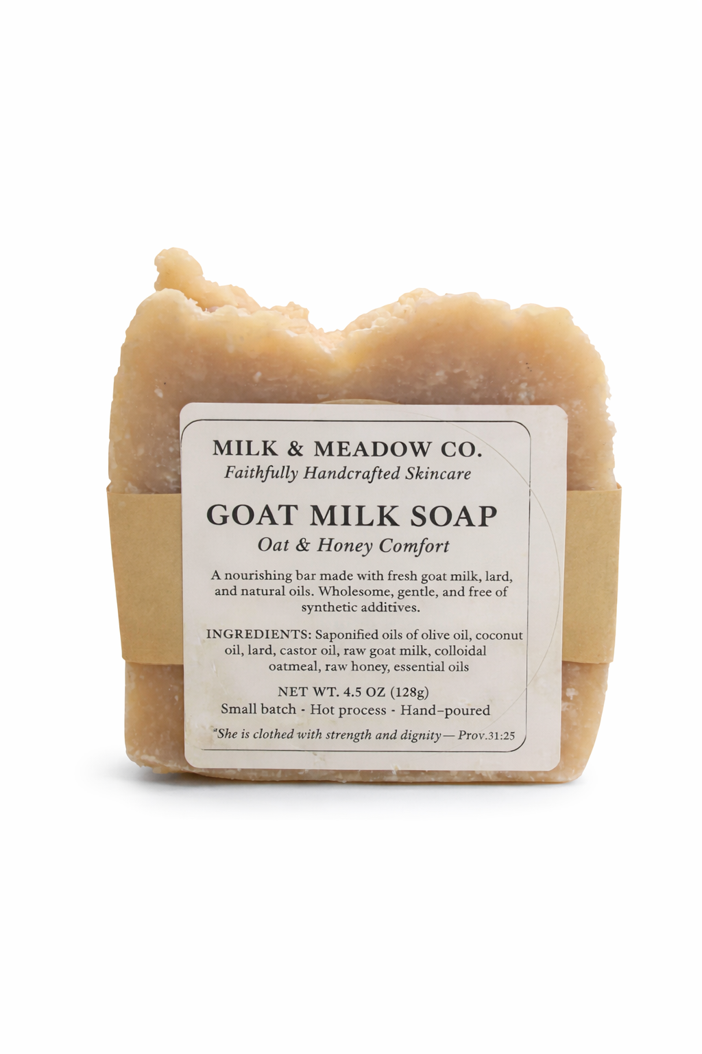 Milk & Meadow Co. Goat Milk Soap – Oat & Honey Comfort (4.5 oz)