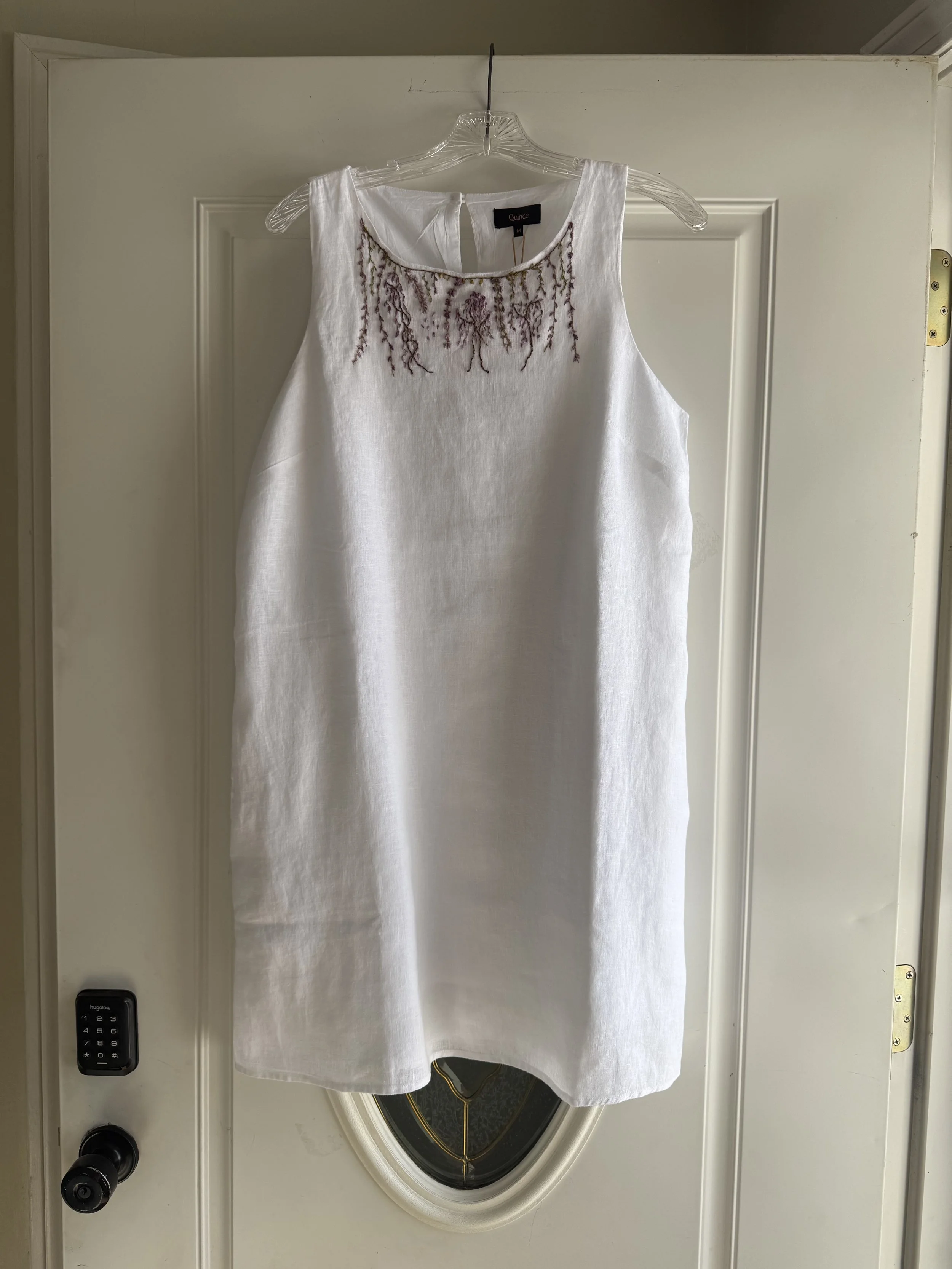 Linen White Tank dress - Wisteria, Size Medium