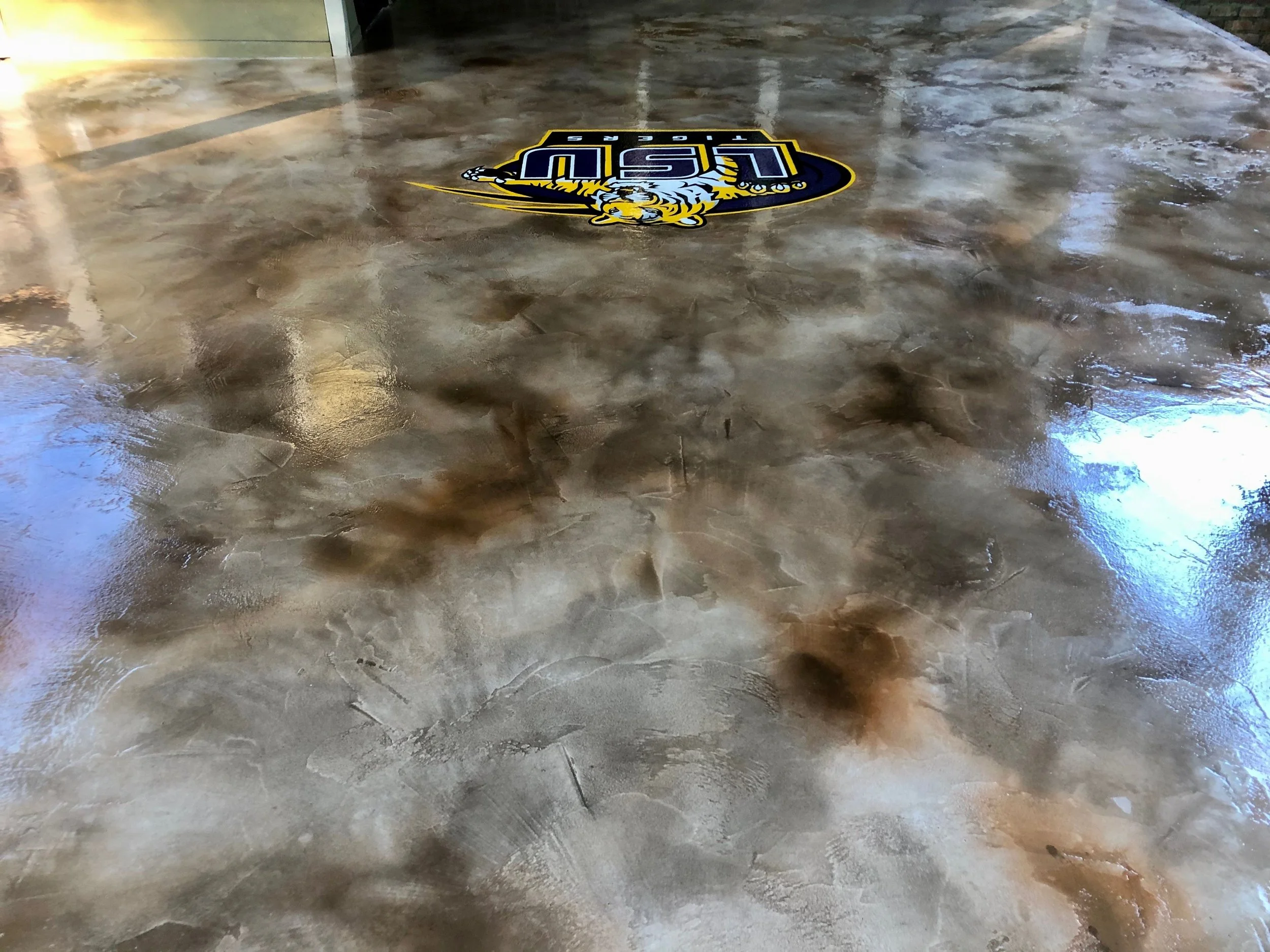 Hand troweled concrete floor, outdoor patio, Baton Rouge, LA