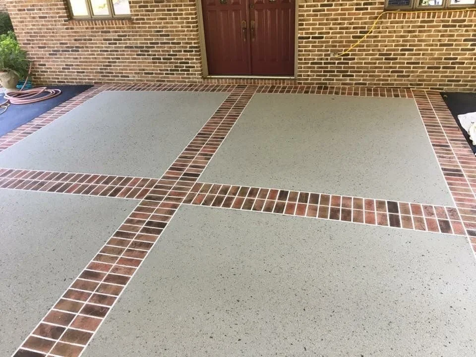 Patio, spray texture concrete floor coating. 