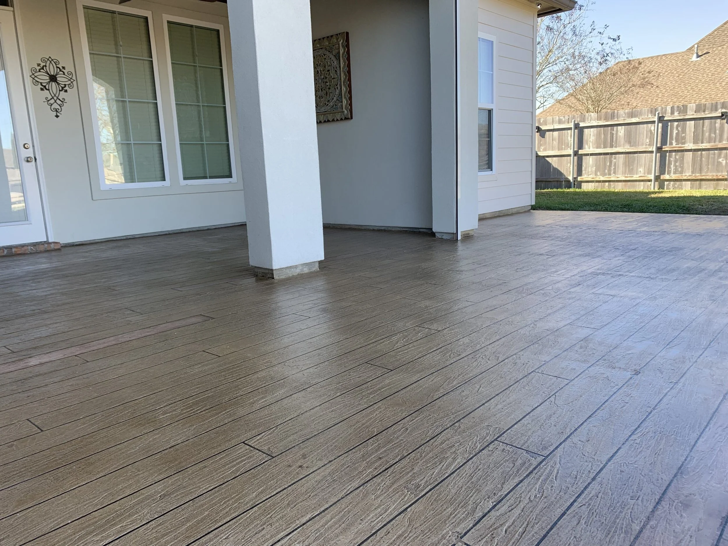 Concrete coating finished to resemble hardwood, Denham Springs, LA