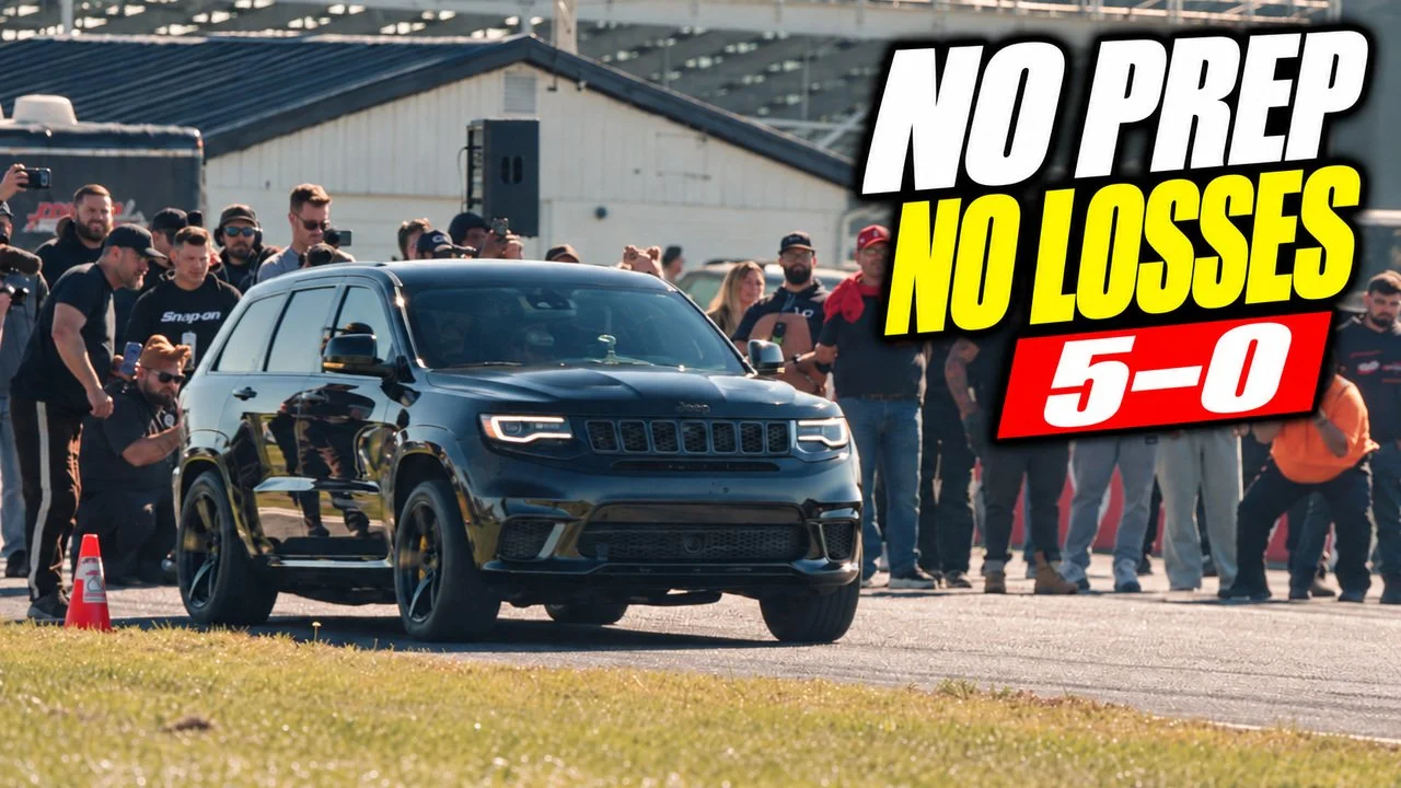 Black Jeep Grand Cherokee Trackhawk at Toronto Motorsports Park with No Prep, No Losses and 5–0 thumbnail text