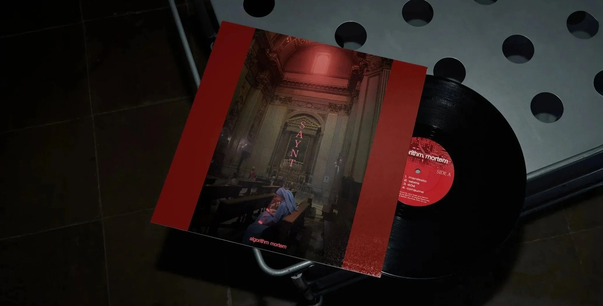 SAYNT Vinyl Cover and Record Display Mockup