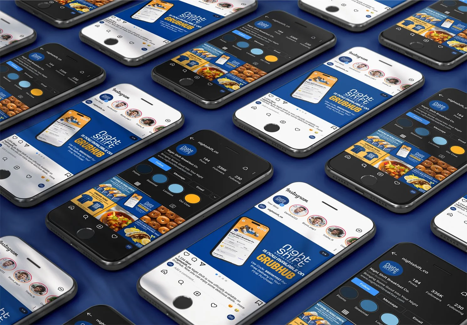 Night Shift Instagram Phone Screen Mockup Display