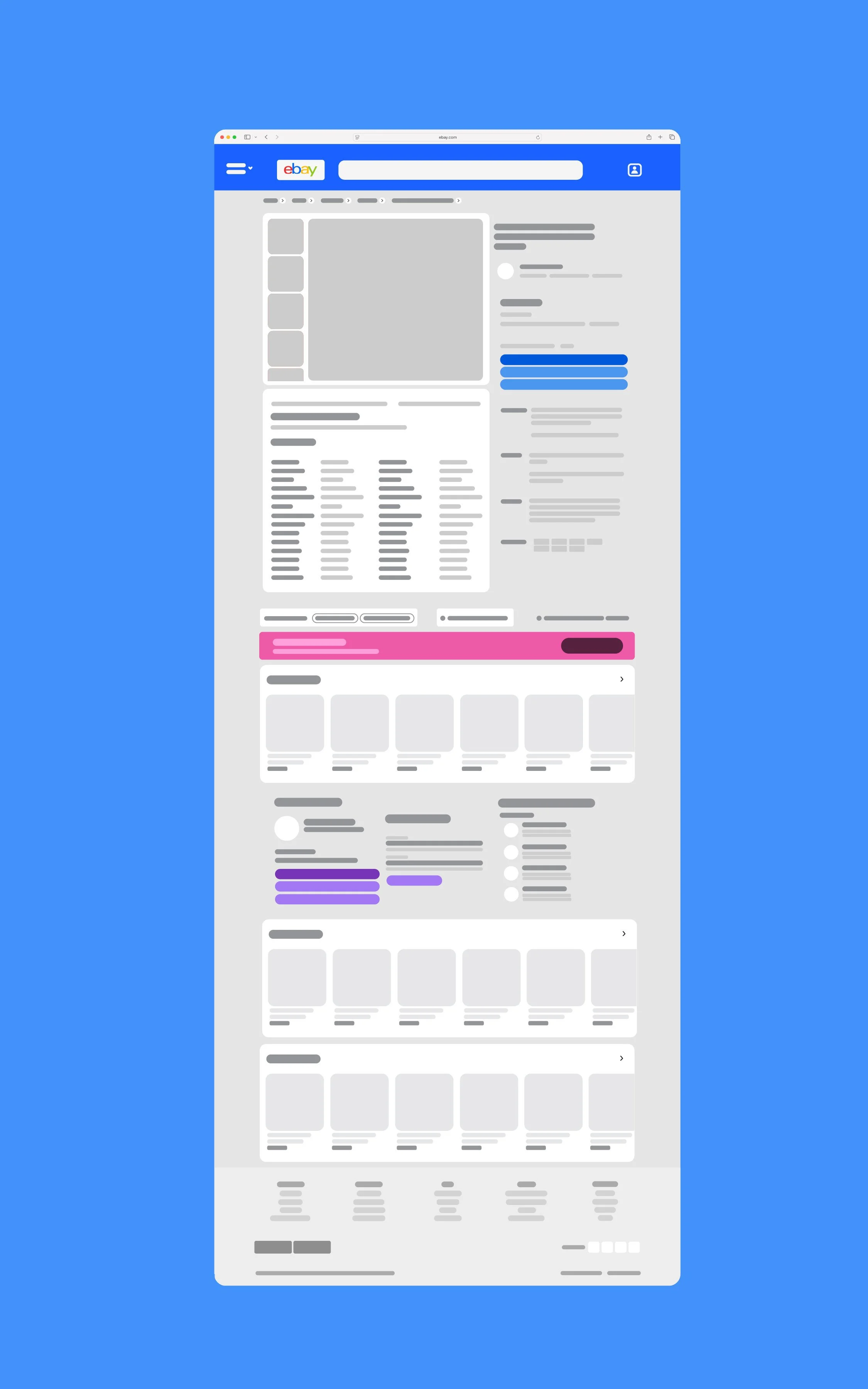 Vectorized eBay product/checkout page