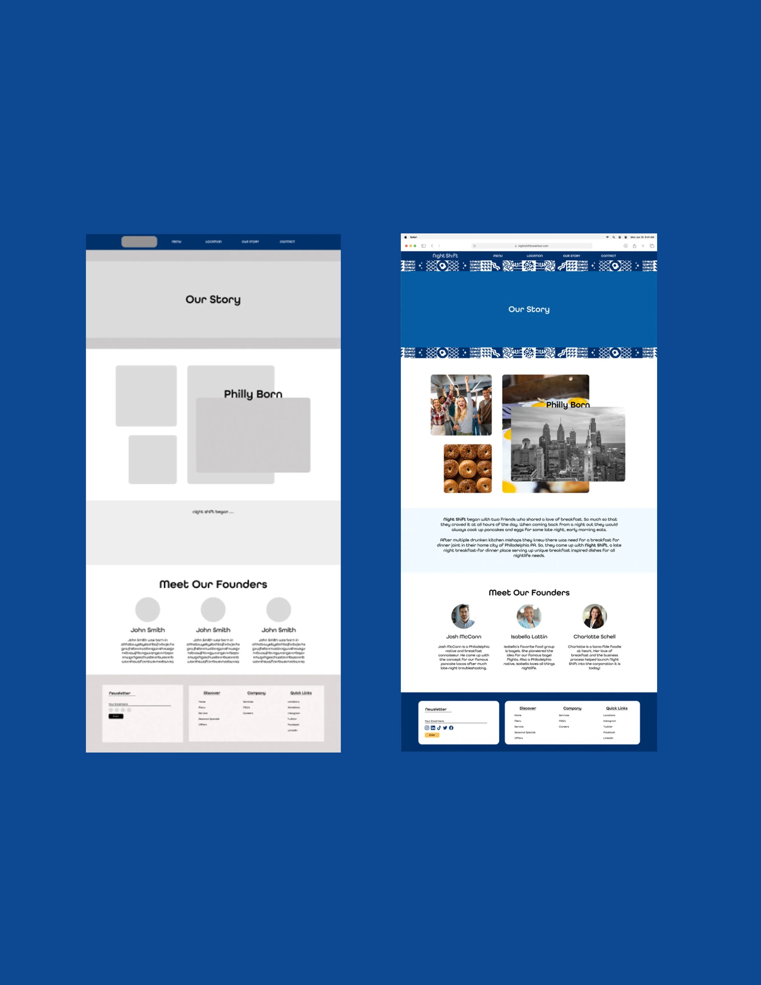 Night Shift Website Our Story Page Lo-Fi Wireframes
