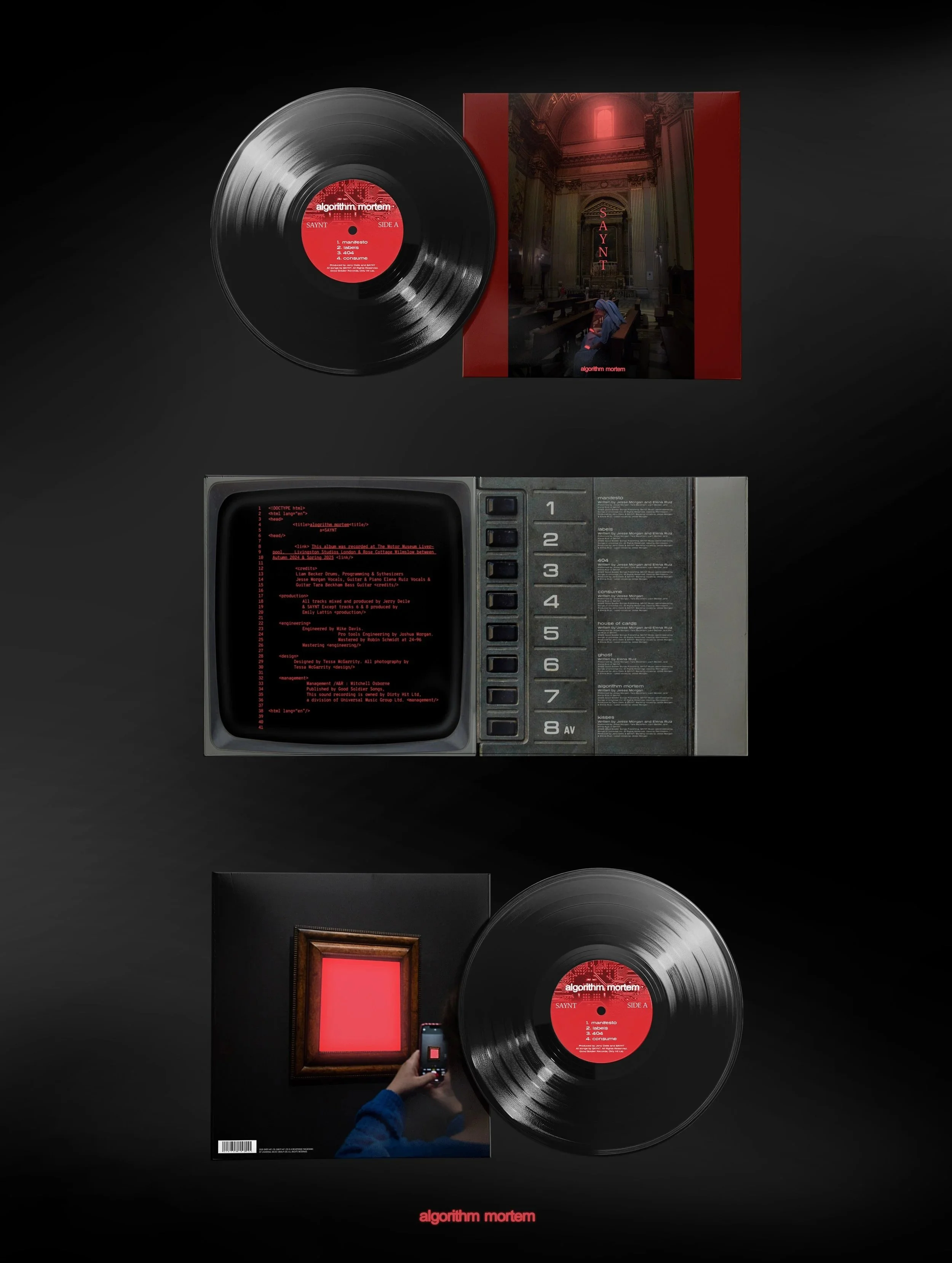 SAYNT Vinyl Full Front, Gatefold, and Back Display Mockup.