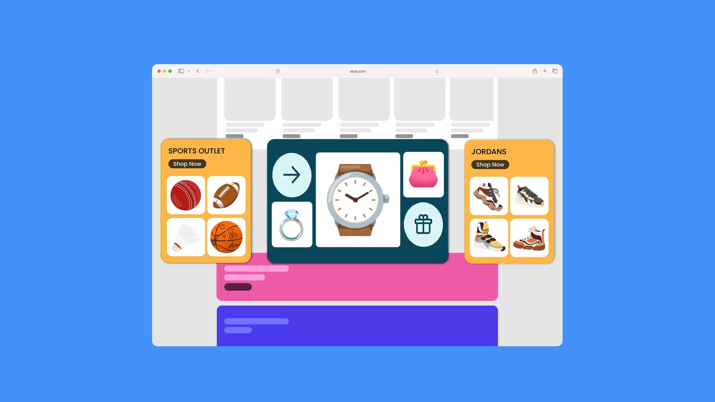 Ebay redesigned category card feature highlight.