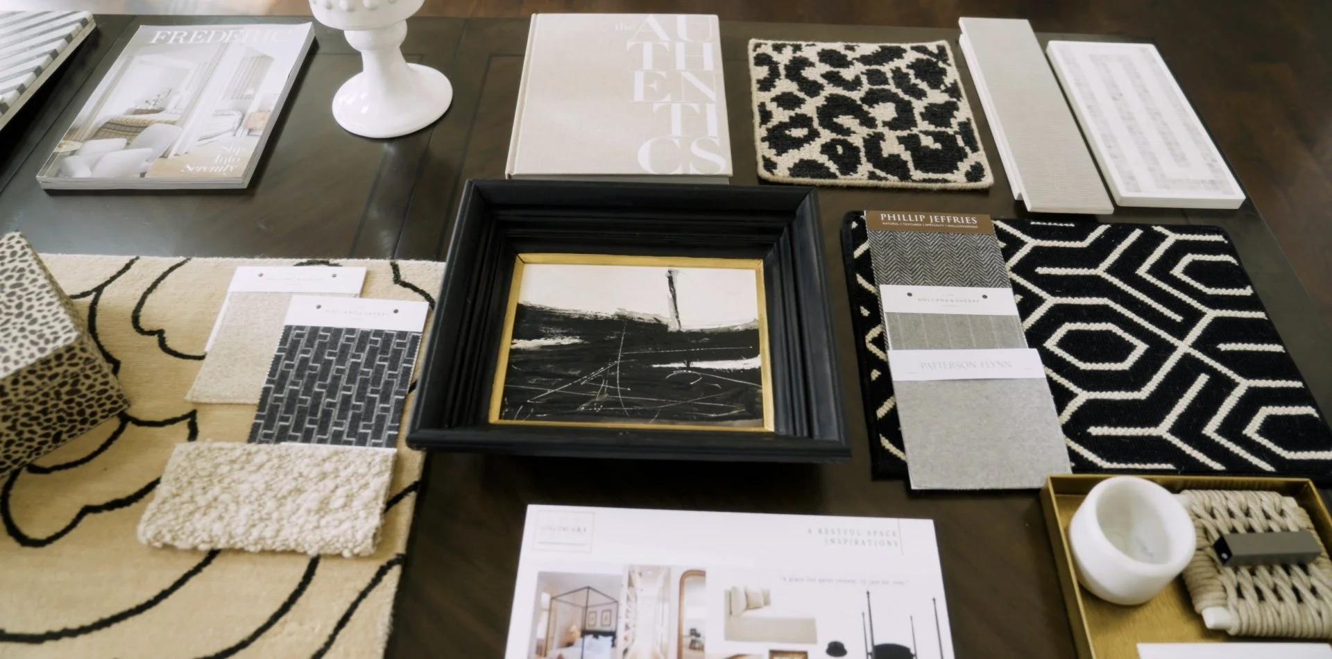 Anne Kokoskie's sample swatches for an interior design project