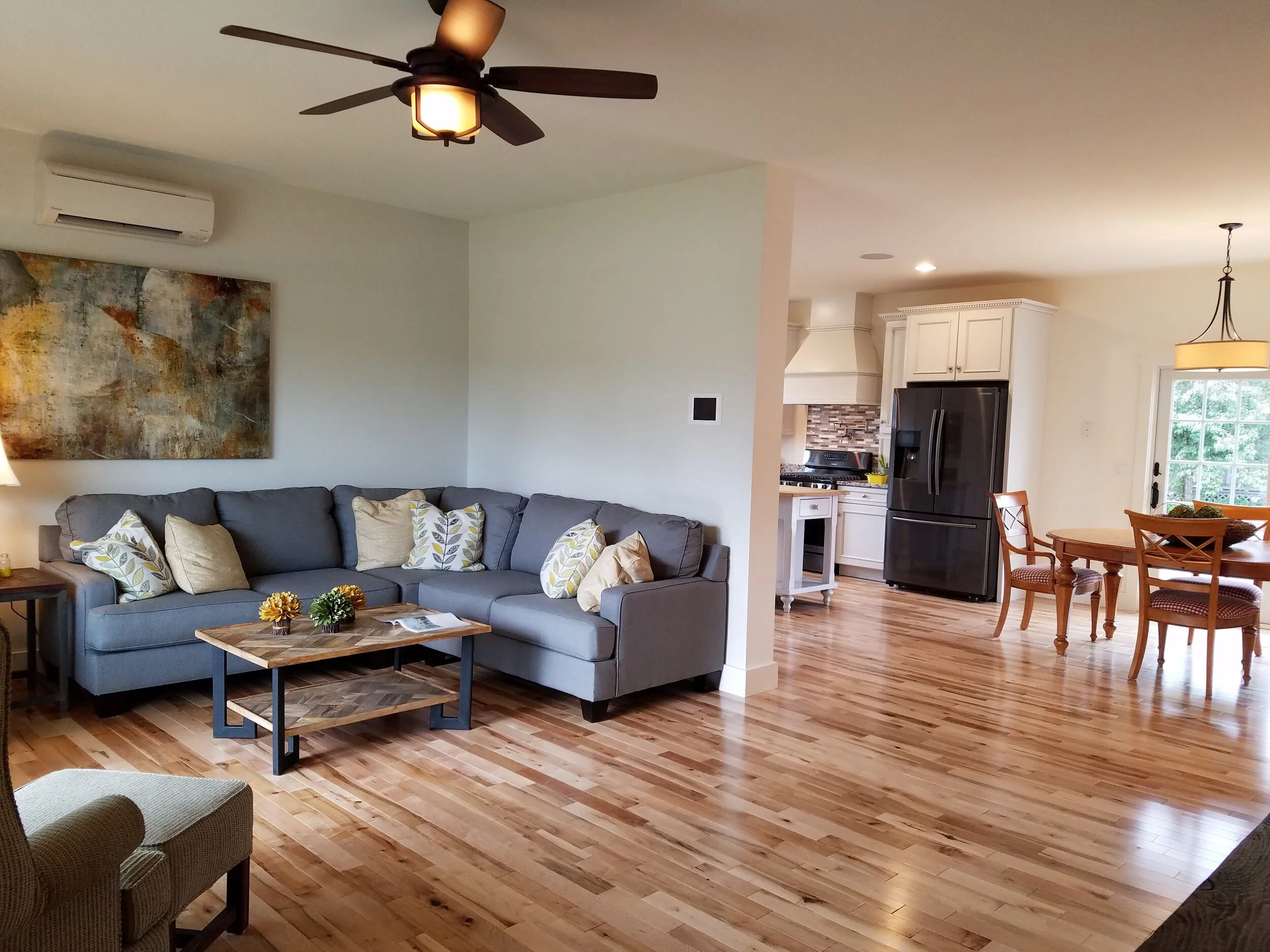 Living Room through the Dining into the Kitchen.