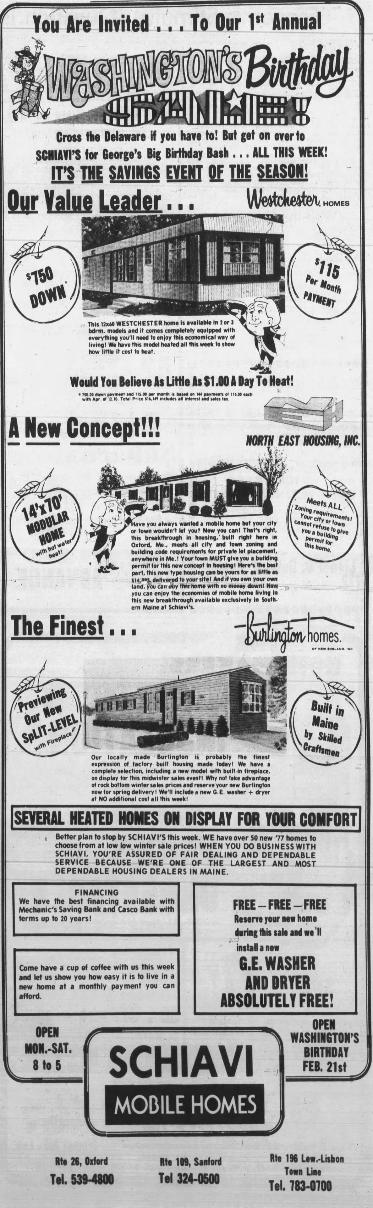 1977 Schiavi Mobile Homes advertisement.