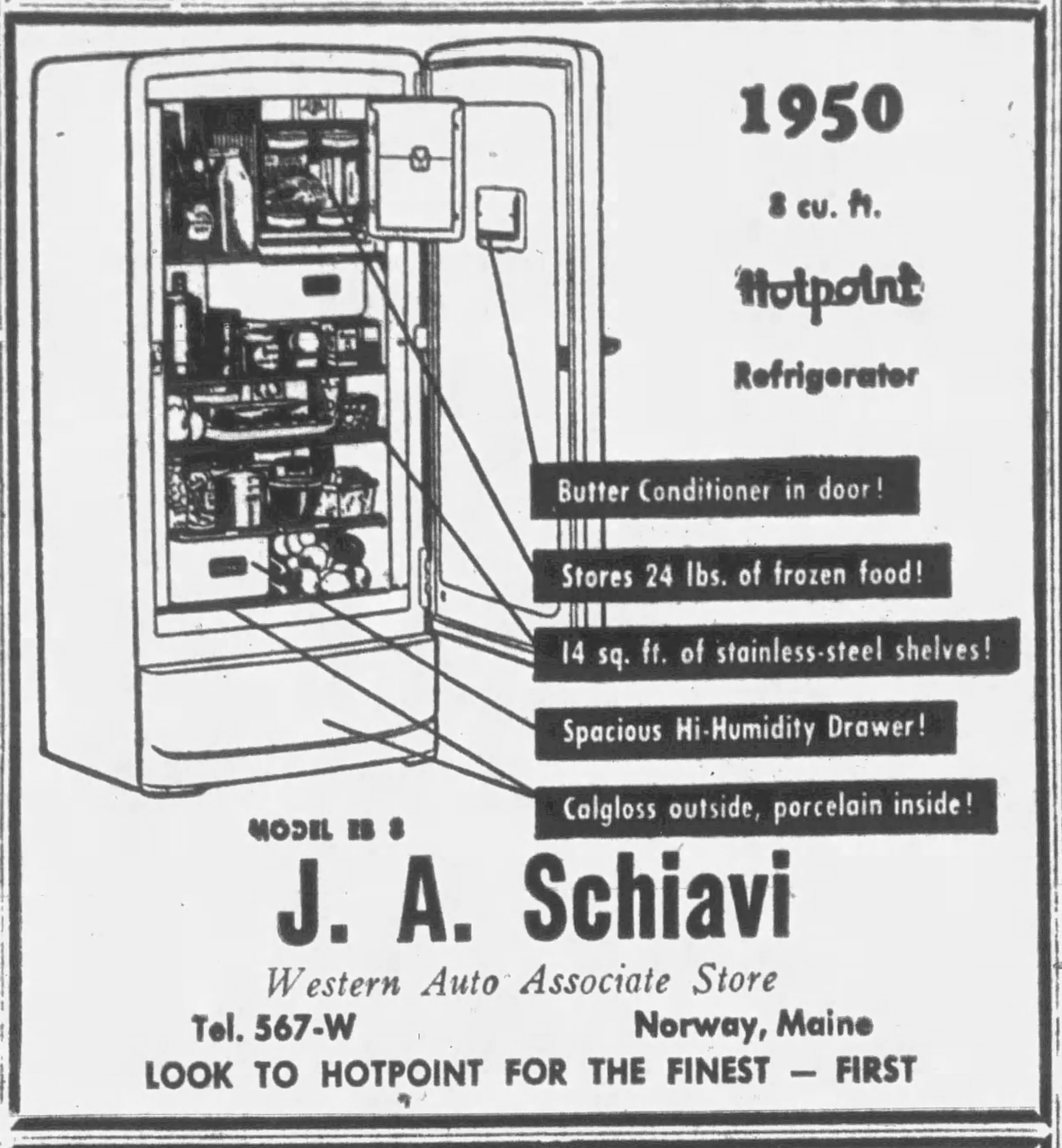 1950 J.A. Schiavi advertisement.
