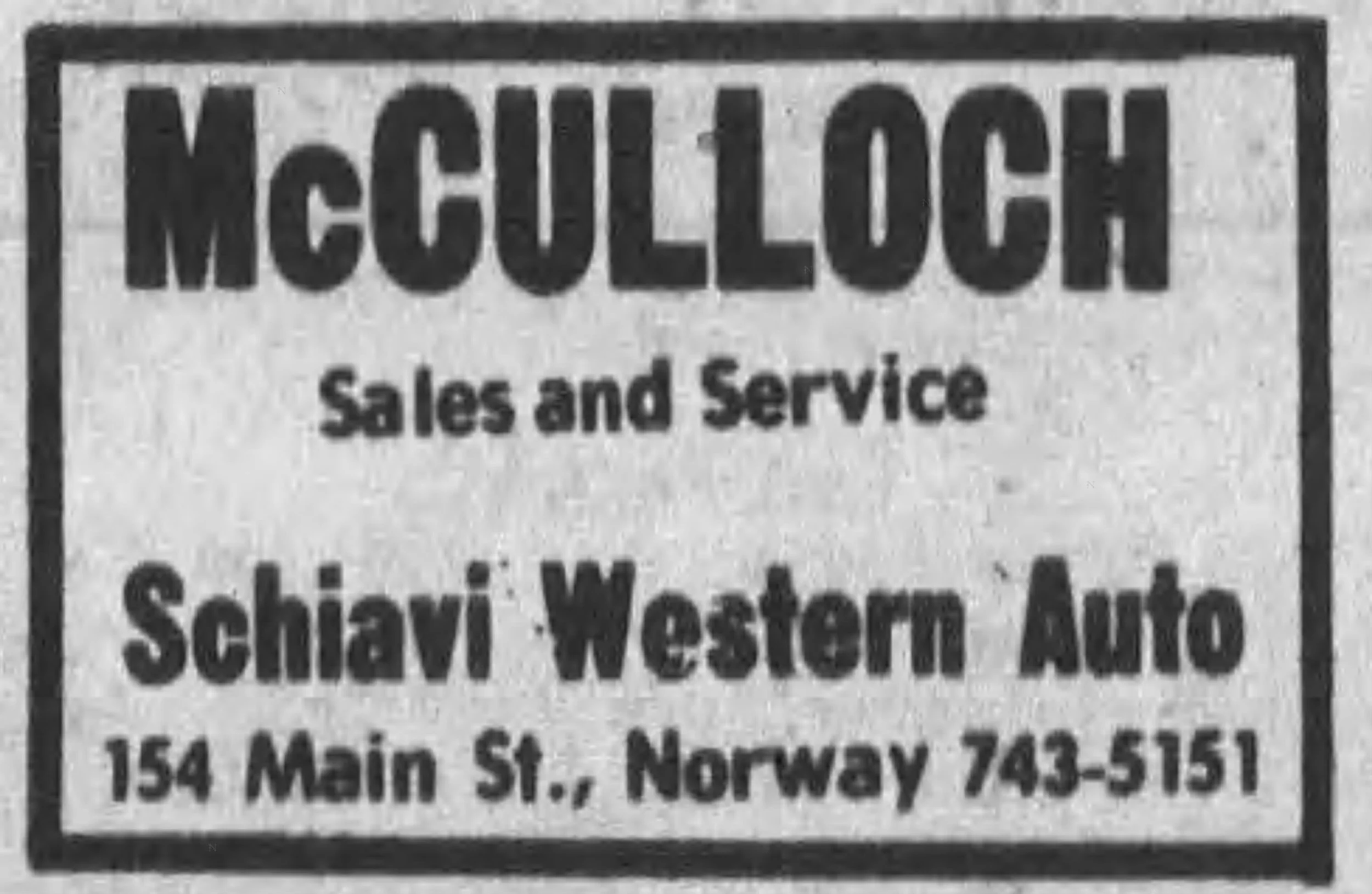 1977 Schiavi Western Auto Advertisement