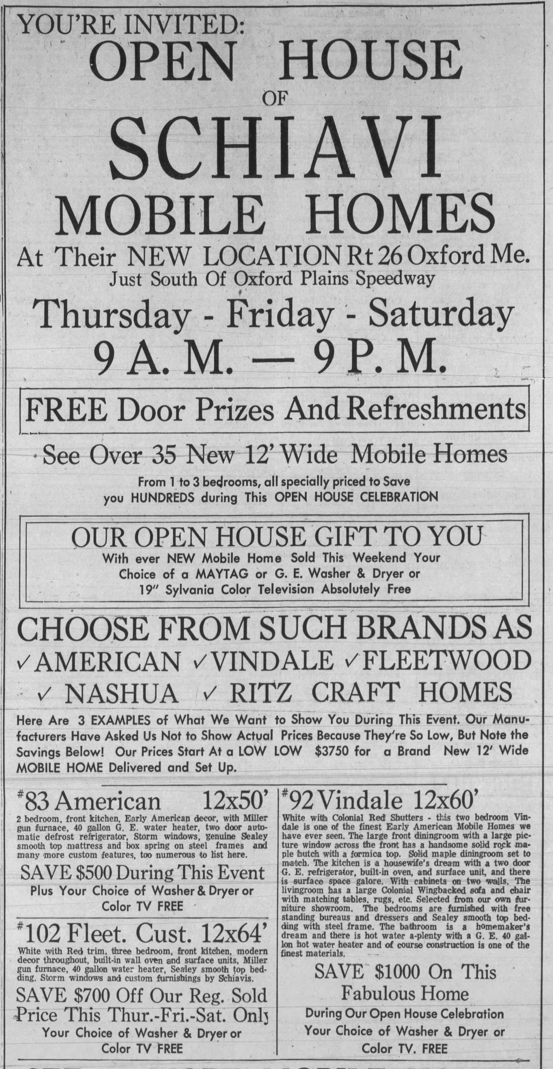 1968 Schiavi Mobile Homes advertisement.