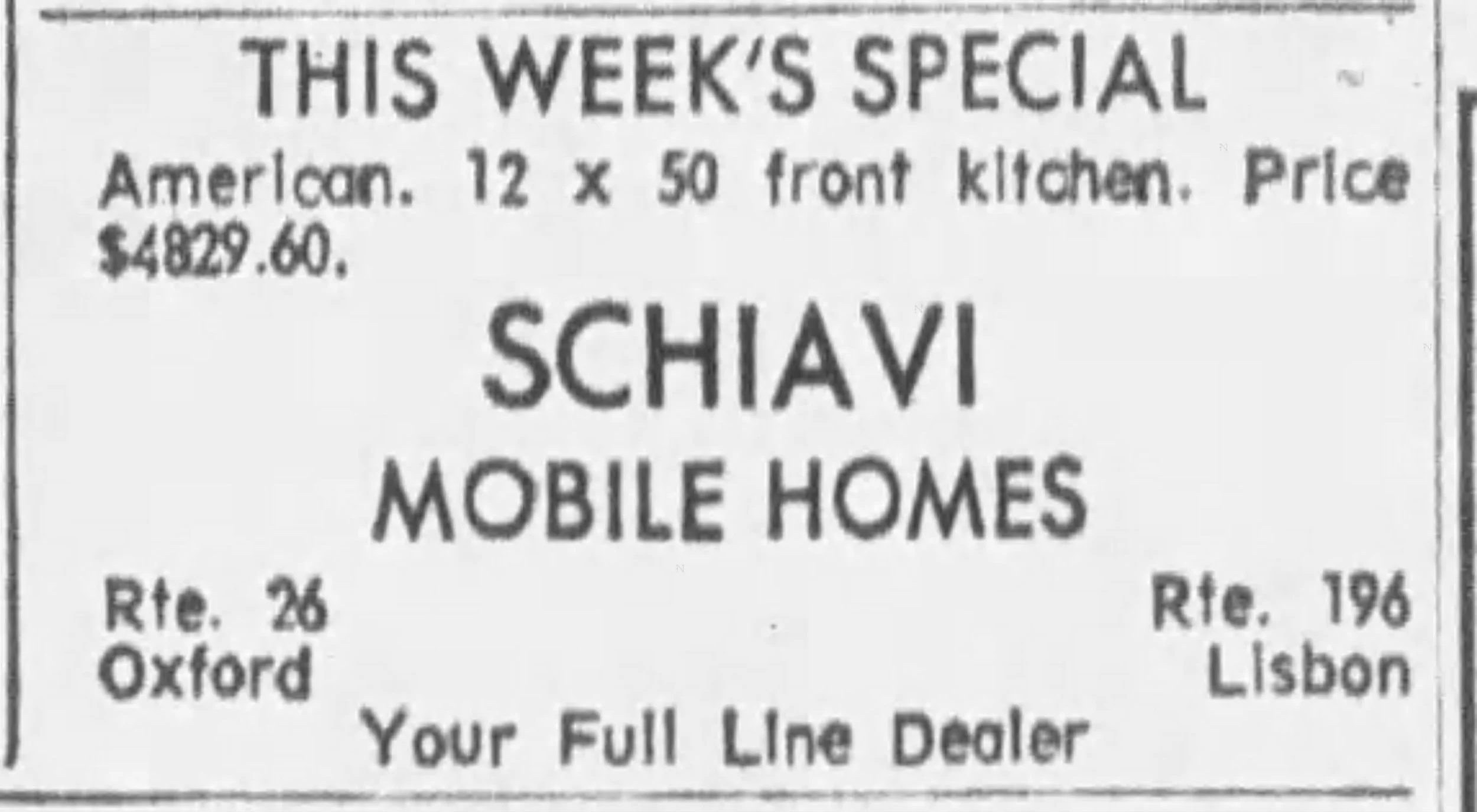 1969 Schiavi Mobile Homes Advertisement.