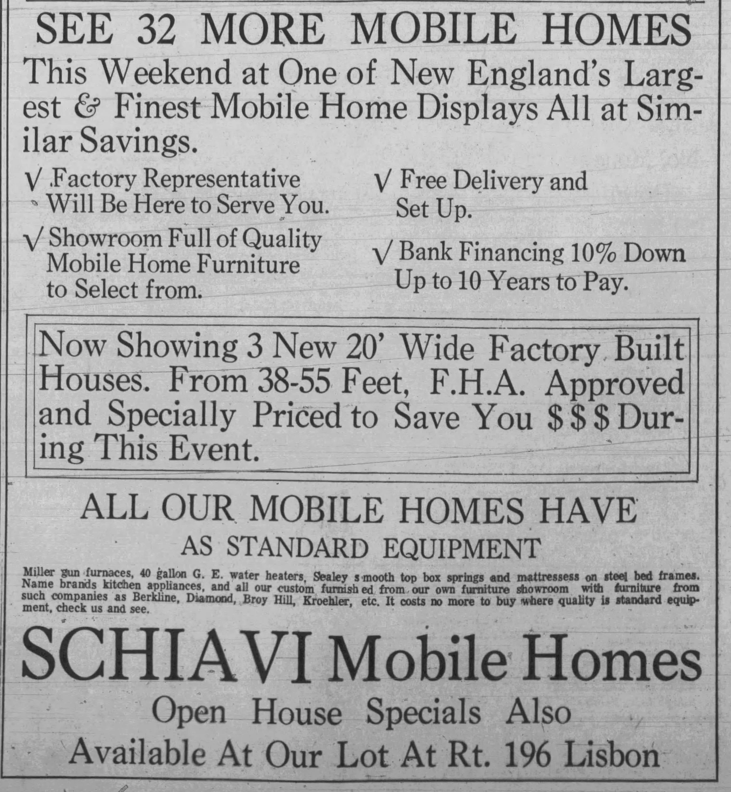 1968 Schiavi Mobile Homes advertisement.