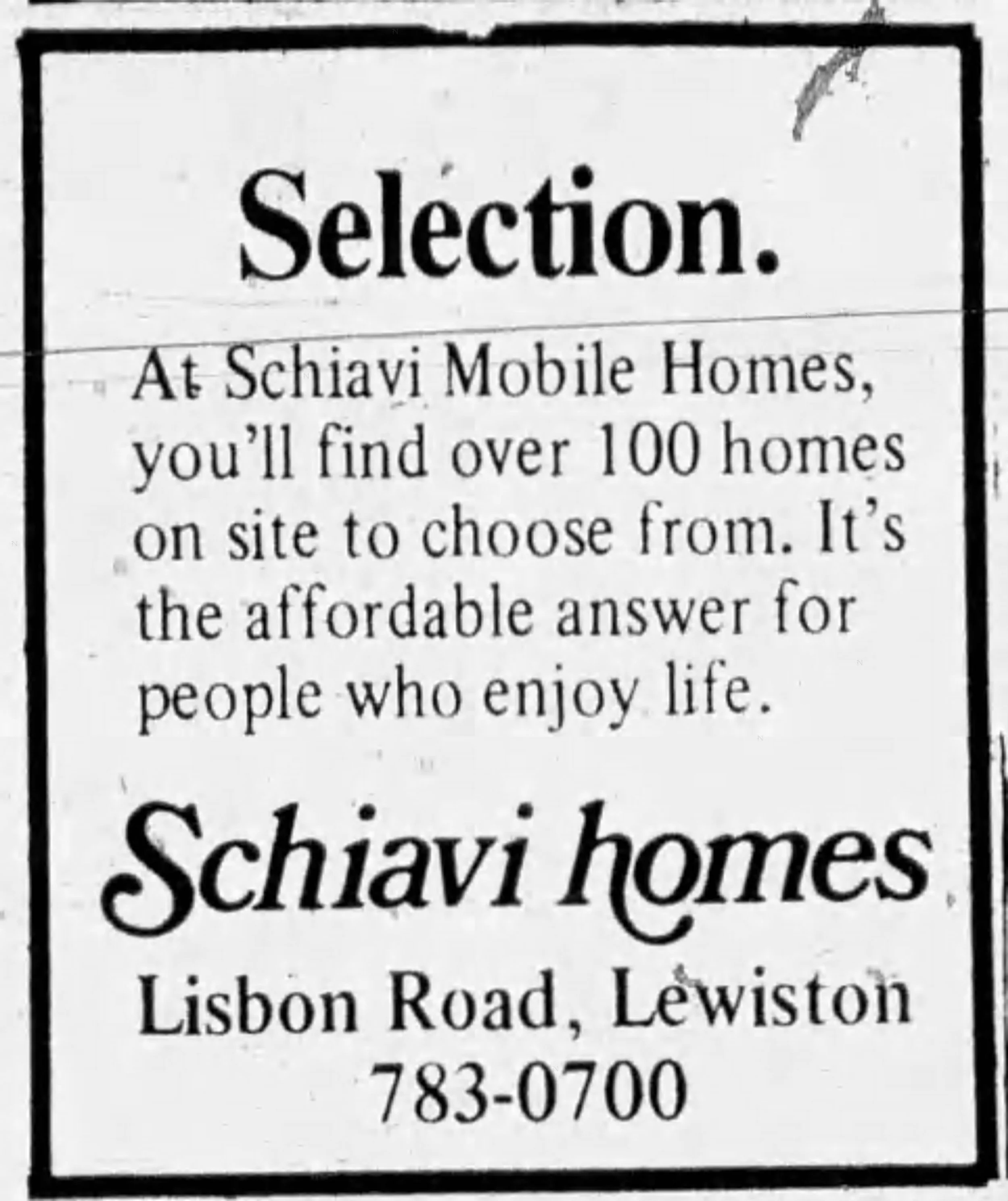 1979 Schiavi Mobile Homes advertisement.