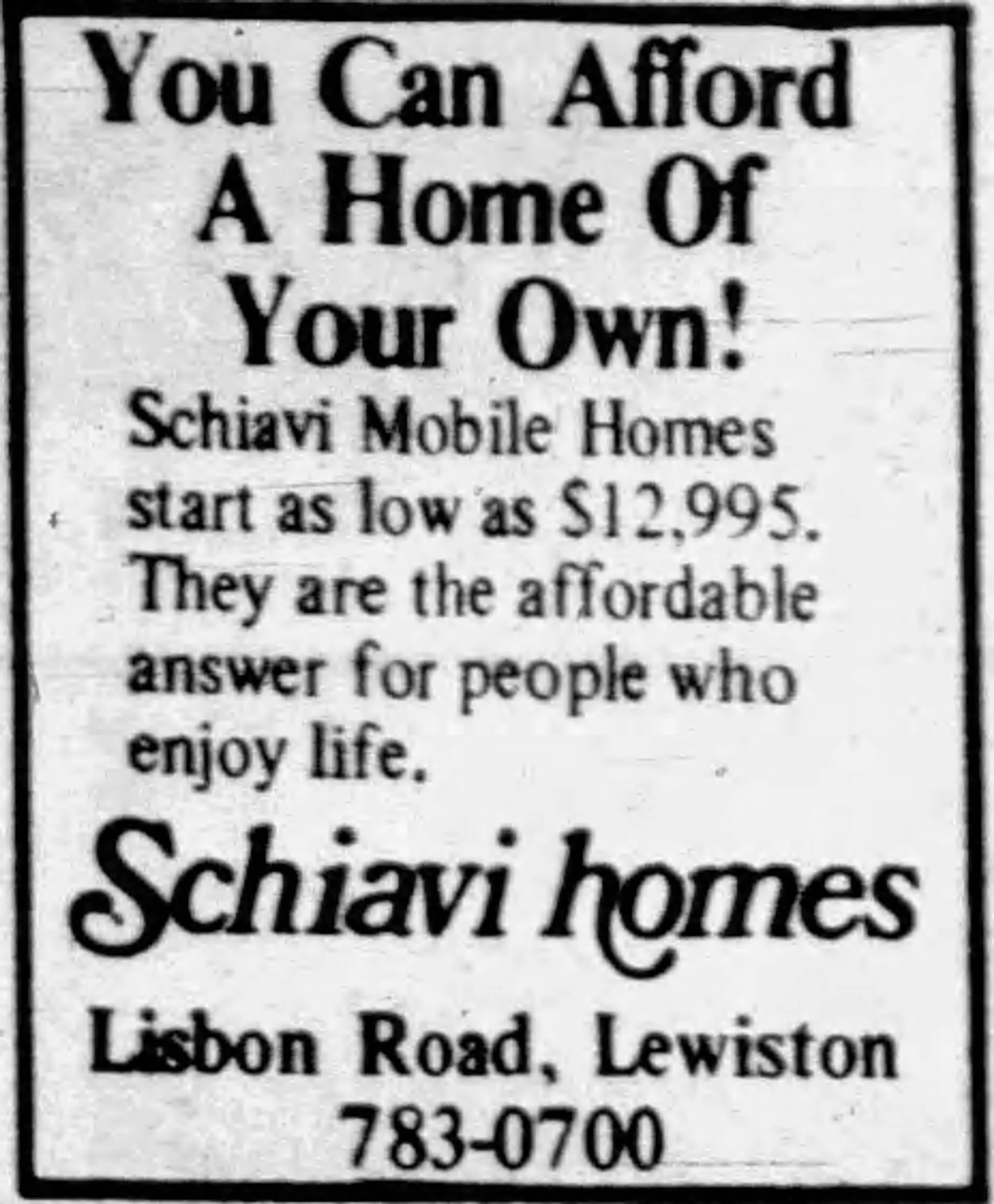 1979 Schiavi Mobile Homes advertisement.