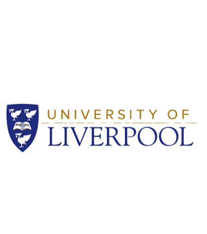 Logo of the University of Liverpool with a blue shield featuring a white emblem and the university name in multicolored text.