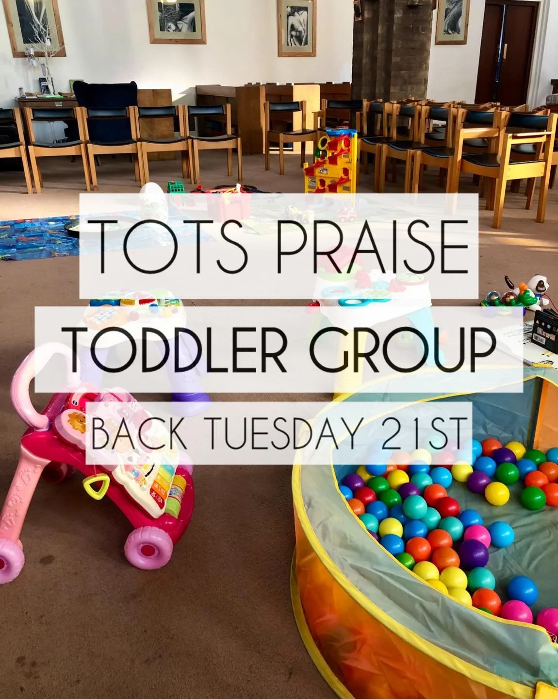 Our Tots Praise group for pre-schoolers and their parents &amp; carers starts back again after our Easter break this Tuesday (21st). 

It's on from 9.30-11am in St Martin's Church, and we'd love to see you there. 😀
