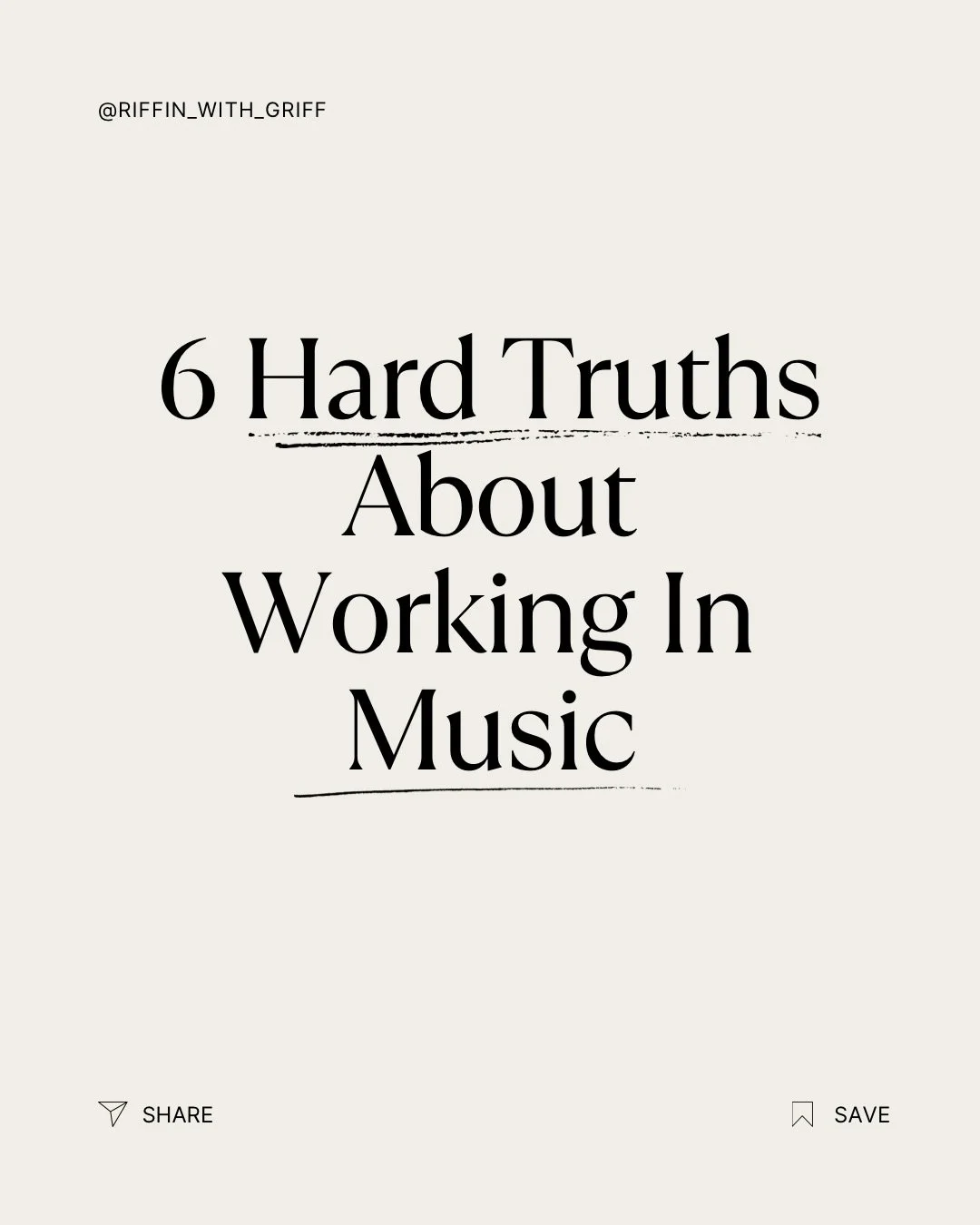 Working in music isn't easy. Here are some tough realities that come to mind. What are your experiences? 

#musicindustry #musicbusiness #hardtruth #musicbiz101 #musiccareertips