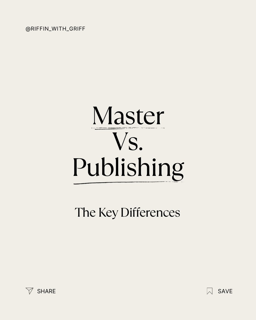 This one confuses a lot of people, so let&rsquo;s simplify it. Understanding the differences between master and publishing is crucial for knowing how money flows, and how to collect your royalties. They are separate copyrights often owned by separate
