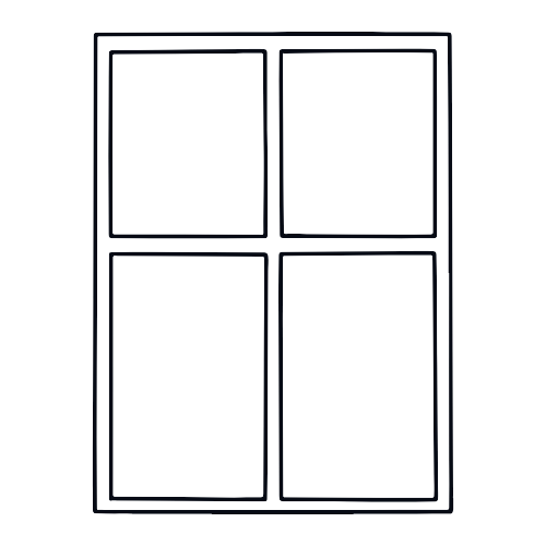 A black and white line drawing of a four-pane window, with a black background.