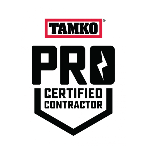 Tamko PROceramic Coater logo with black and red text on a black background.
