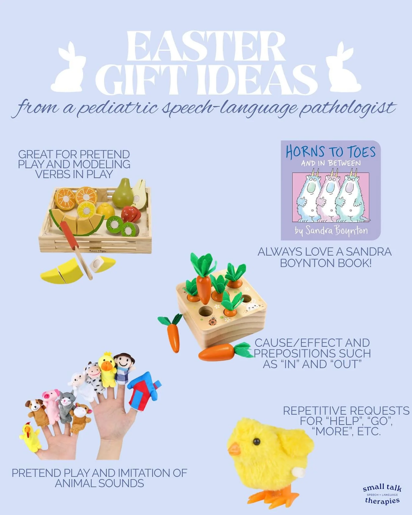 I can&rsquo;t be the only one still shopping for Easter baskets 🐣 If you are too, here are some SLP-approved gift ideas that make learning feel like play!