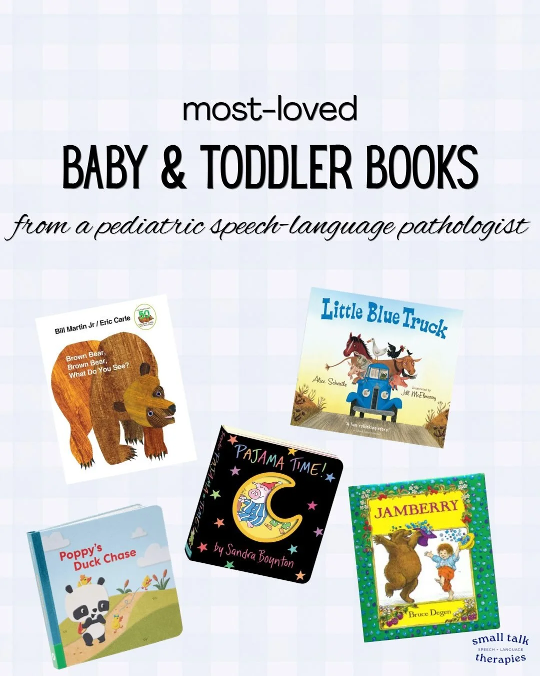 One of the best things you can do for your child&rsquo;s language development is read with them daily. These are some of my go-to books in our house as both an SLP and mom. I look for books that are rich in functional vocabulary, have a rhythm or rhy