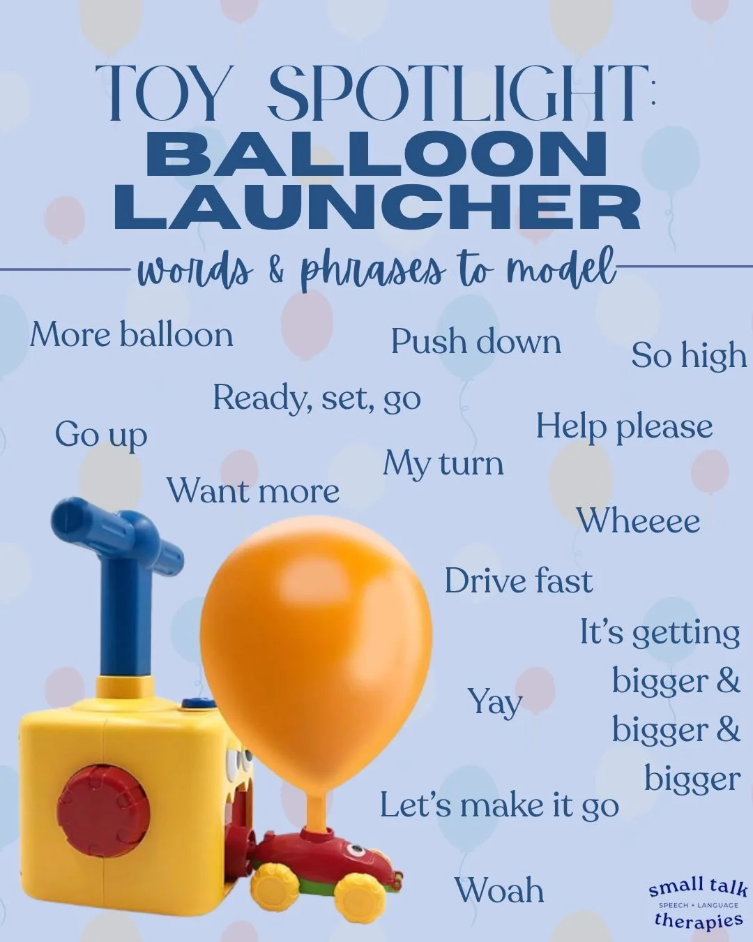 Toy spotlight featuring my MOST used toy in therapy! It&rsquo;s simple and creates so many language opportunities (and a fun way to practice speech repetitions). Definitely a crowd favorite 🎈