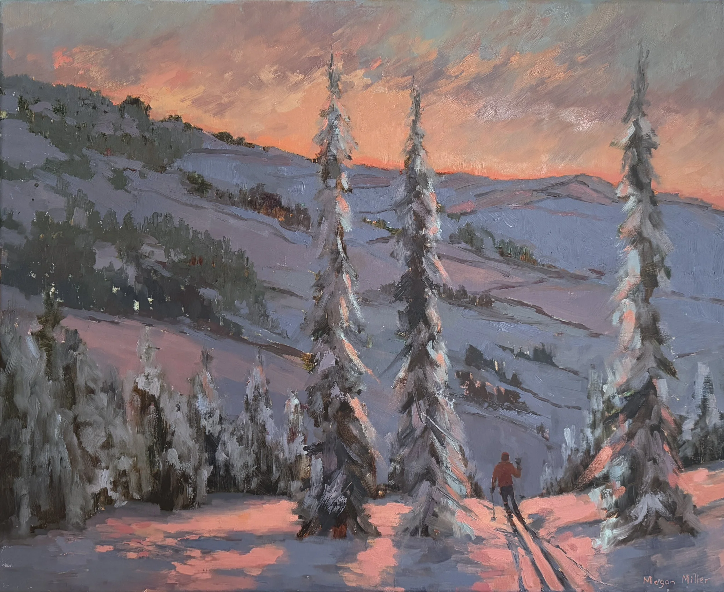 Skiing For Solitude Oil on Canvas $3600