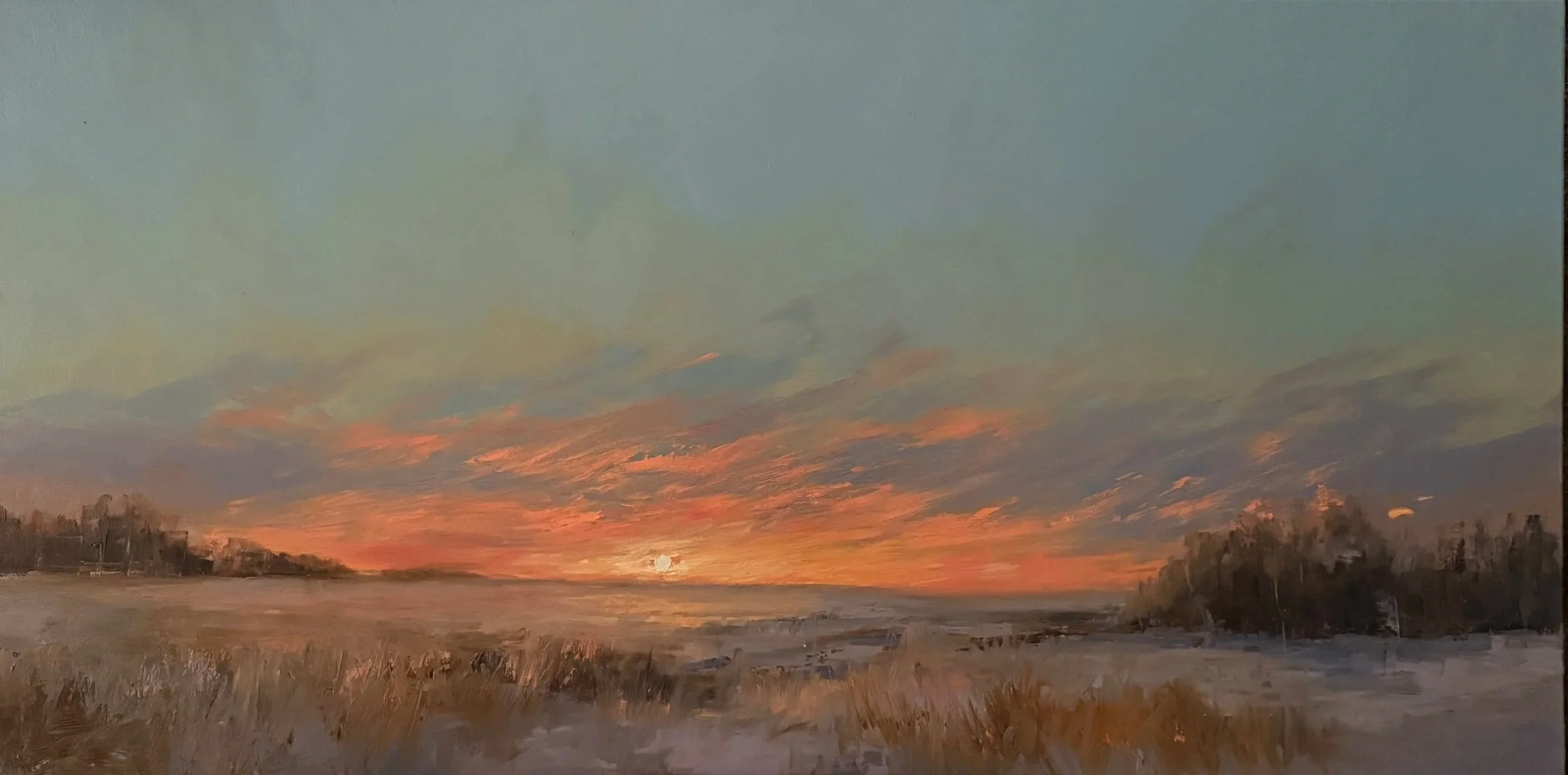 Winter Glow 24x48 Original Oil Painting on Canvas