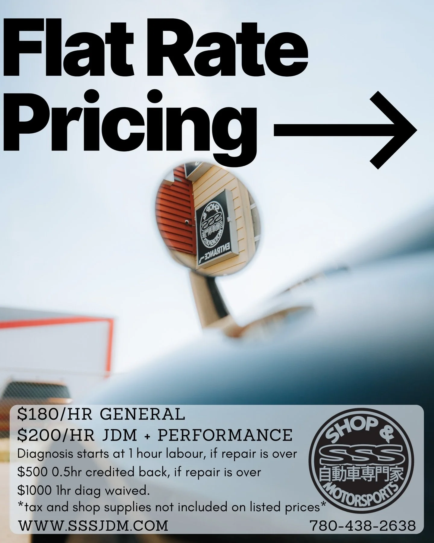 Need something else, head to the booking forms on our website!

SSS Motorsports
780-438-2638
Info@sssmotorsports.com
9831 63 ave 
Edmonton Alberta
Western Canada's Leader in JDM Performance 🔰🇨🇦
▫️2024 Spec-D 1 and 2
▫️Engine Builds &amp; Swaps
▫️C