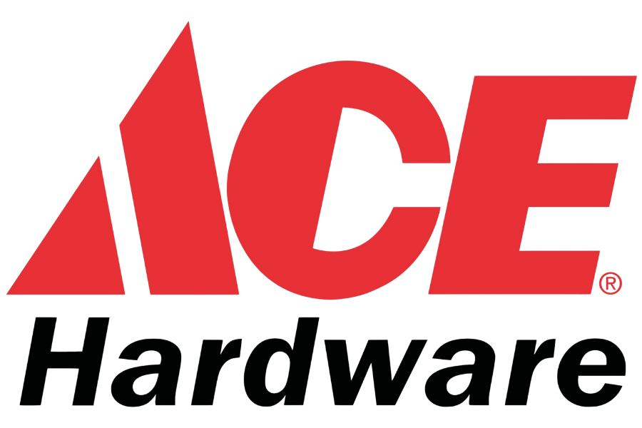 ACE Hardware logo with red stylized triangles and black text.