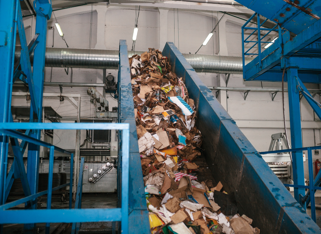 Recycling sorting equipment at a facility