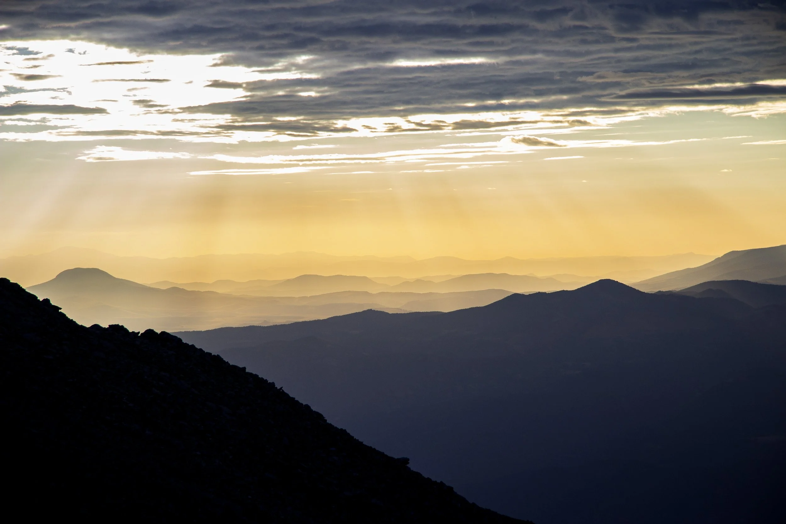 Sunrise over the Central Colorado mountains