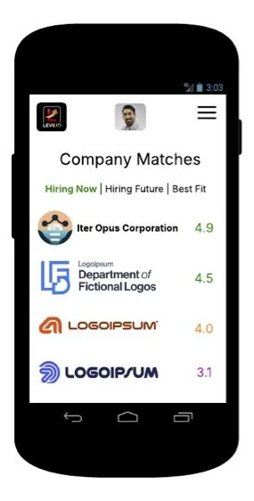 Matching Individual with Company Mobile Screen