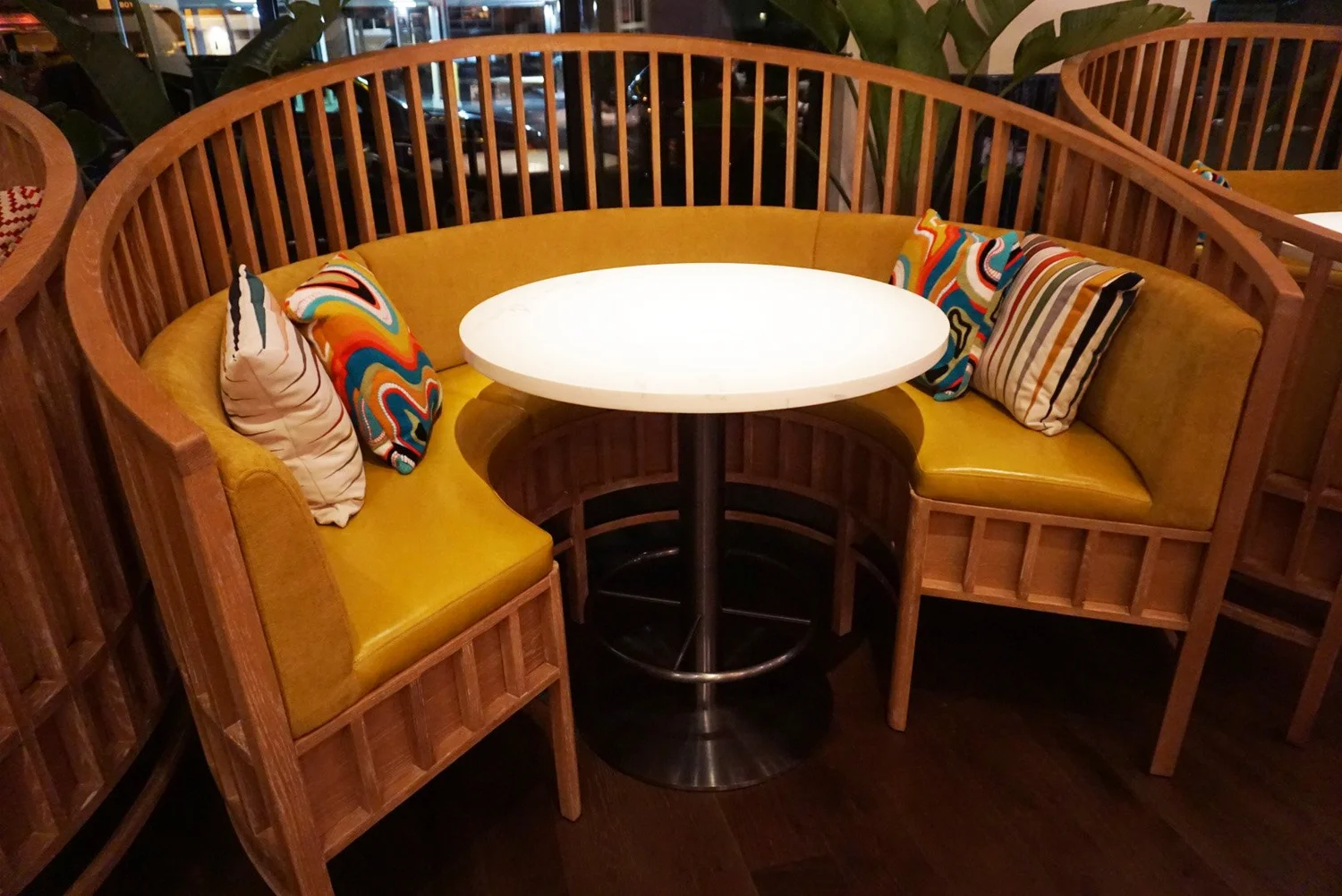 A round booth at Meximodo Jersey City