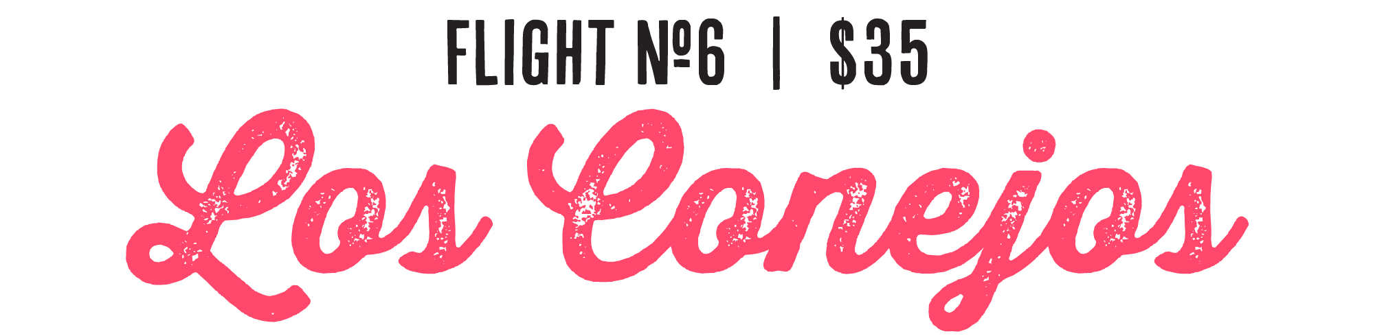 A train ticket with a flight number 6, priced at $35, and the words "Los Angeles" in pink cursive font.