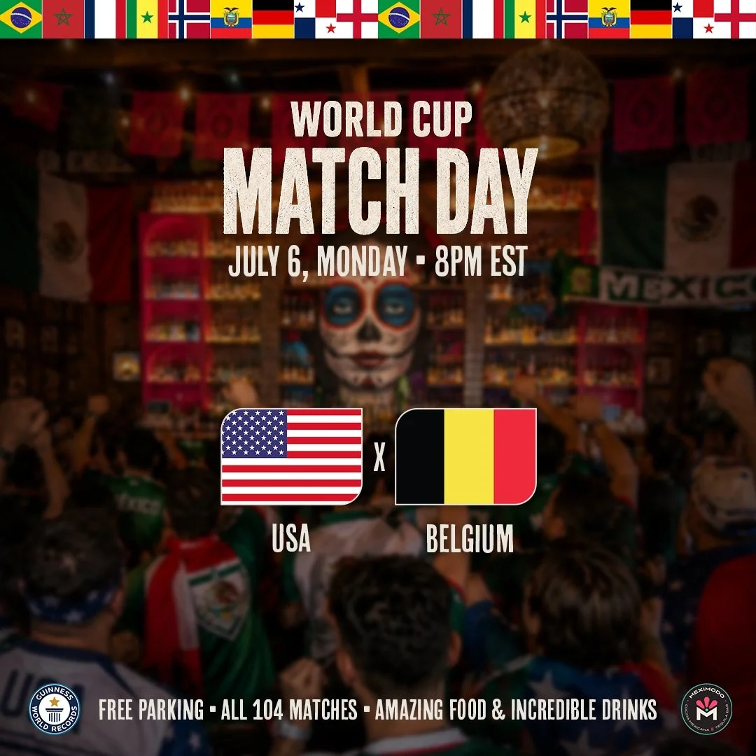 🇺🇸 Stars, stripes, and margaritas! 🍹⚽️

Let&rsquo;s cheer on Team USA tonight, Meximodo style! 🇺🇸 Catch every minute of the action and raise a margarita to the red, white &amp; blue. Kickoff at 8 PM! 🙌🔥

#teamUSA #worldcup #NJeats #GameDay