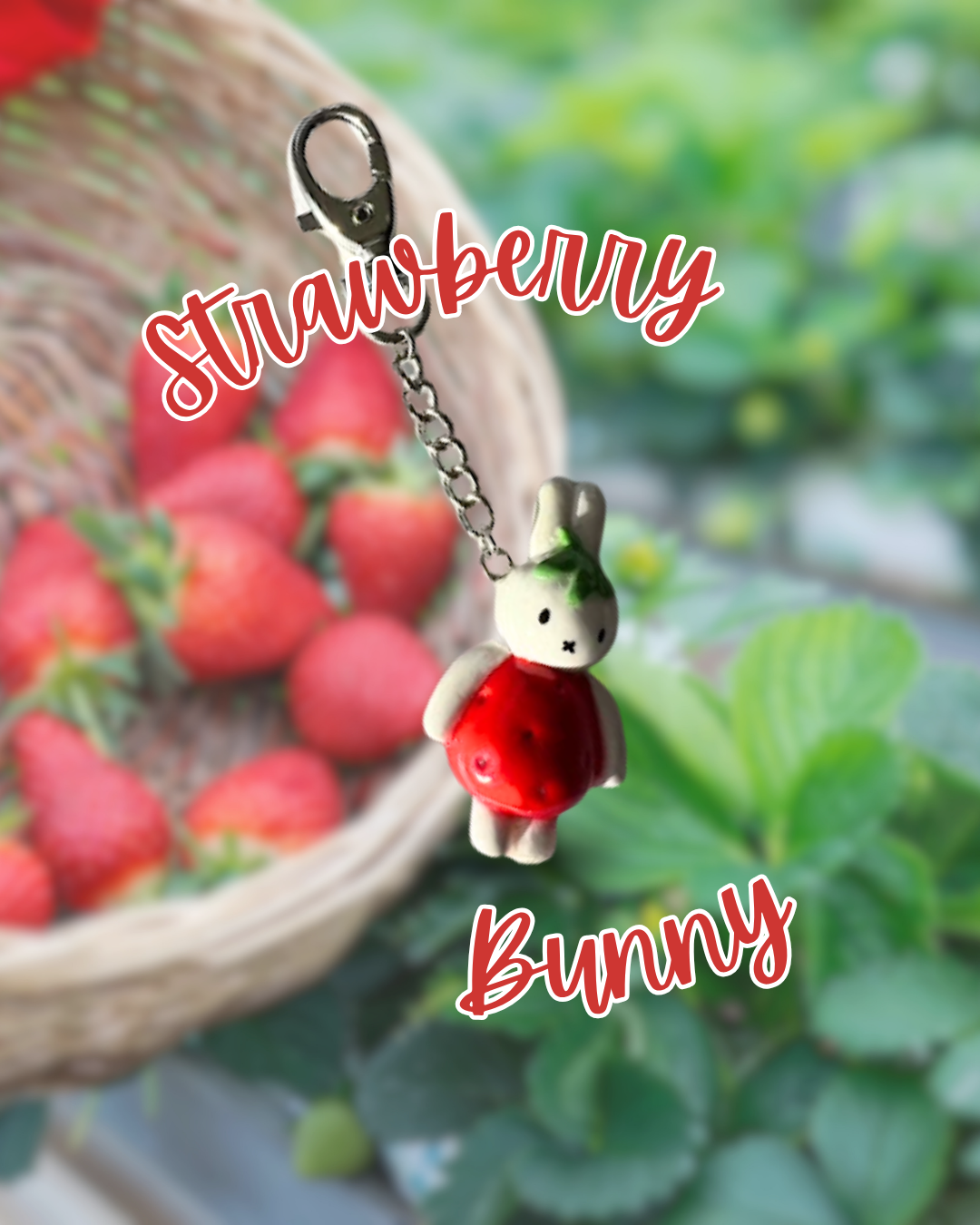 Strawberry Bunny Keychain