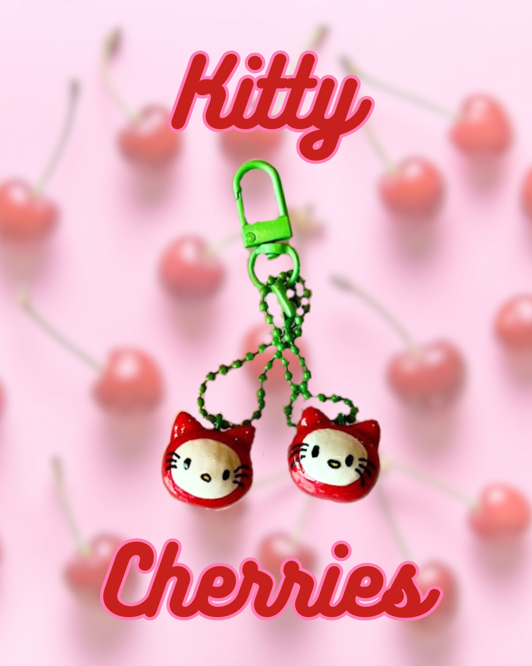 Kitty Cherries Keychain