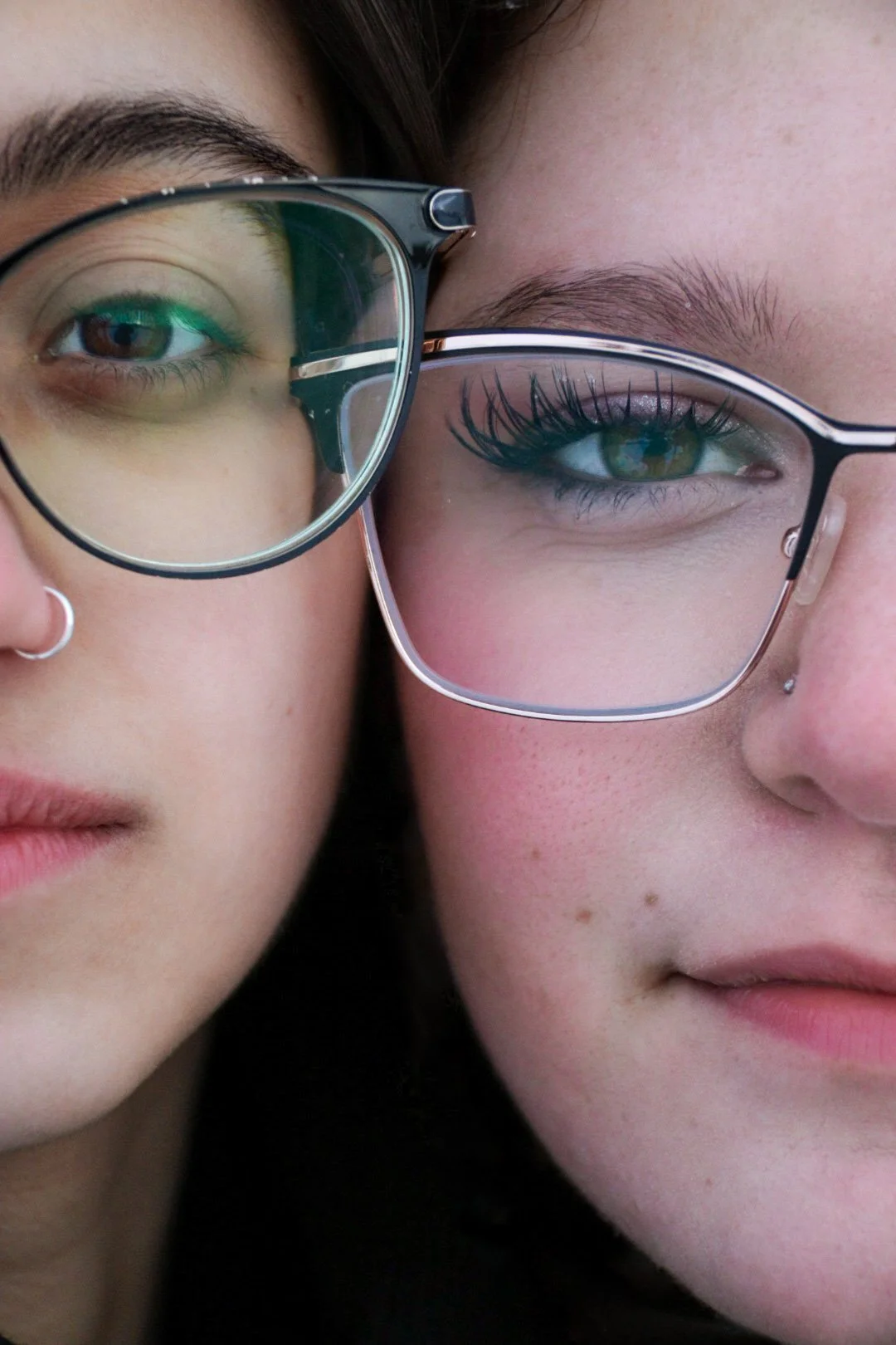 close up of couples eyes