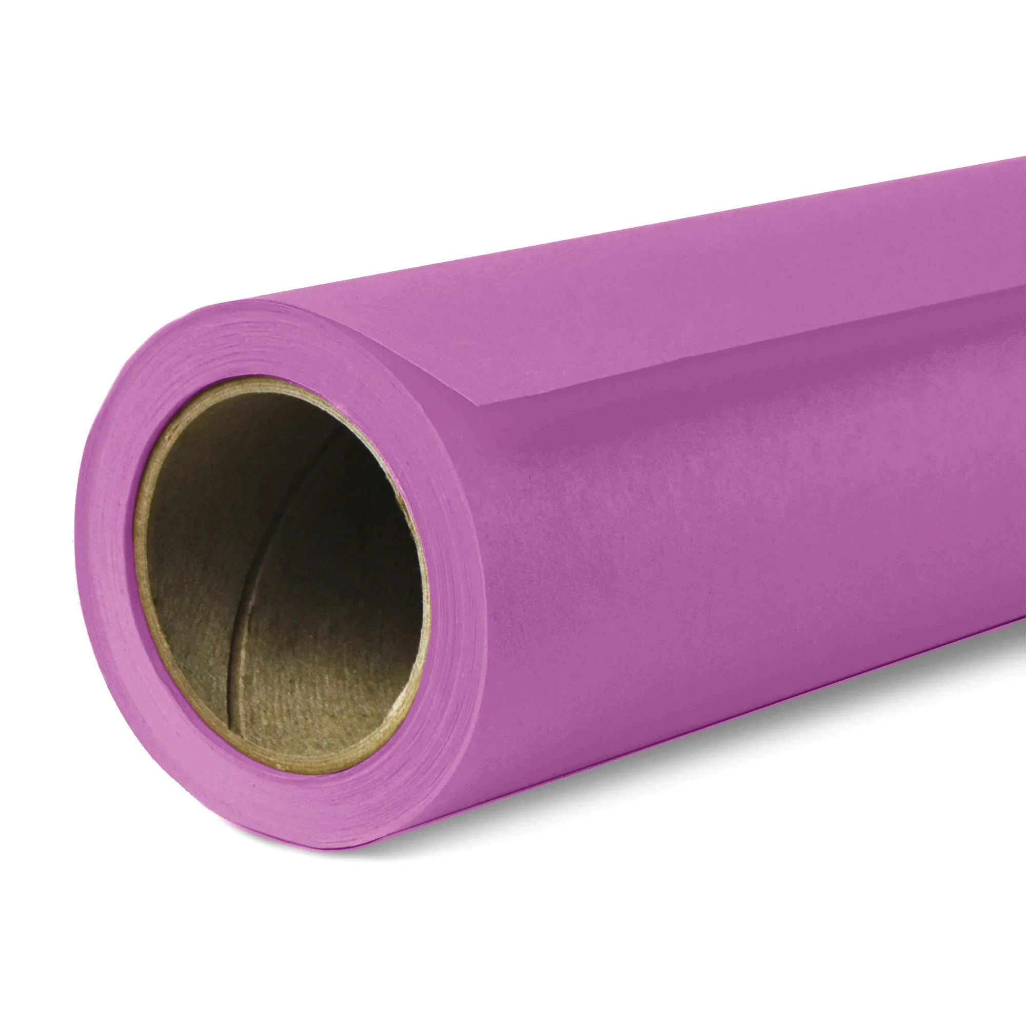 Close-up of a purple yoga mat roll on a white background.