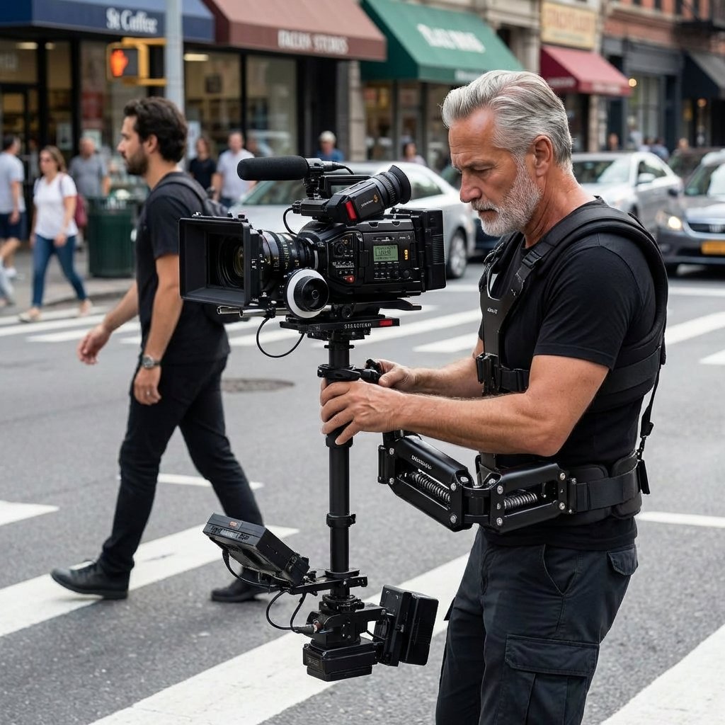 Einsatz eines Steadicam-Systems für flüssige Kamerabewegungen und hochwertiges Storytelling bei einer Filmproduktion.