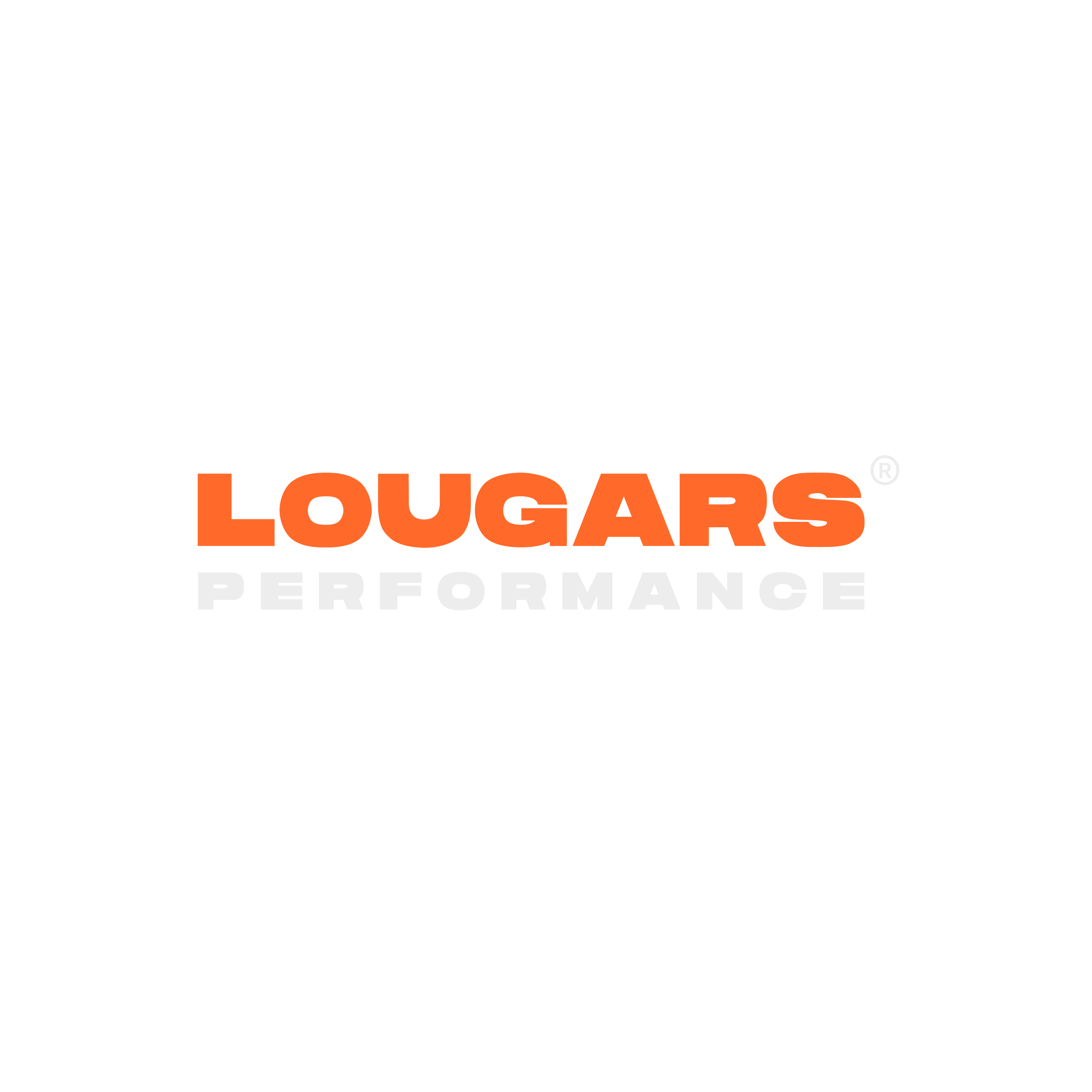 Lougars Performance logo with black background, with the word "Lougars" in bold orange letters and "Performance" in gray below it.