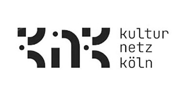 Logo des Kulturnetz Köln mit stilisierten schwarzen Formen und dem Text 'kultur netz köln'